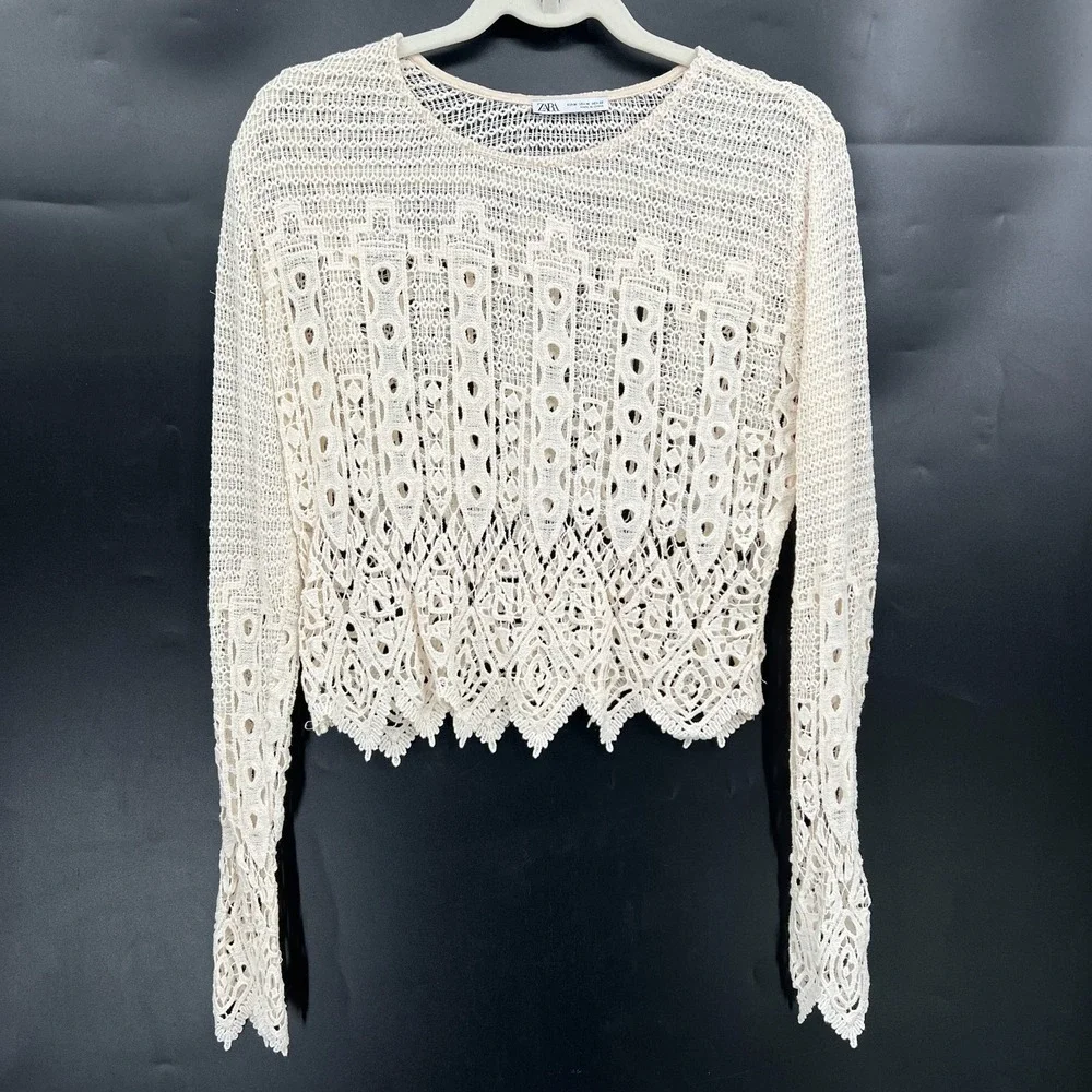 Zara crochet white top fairycore boho cottagecore festival summer y2k grunge M
